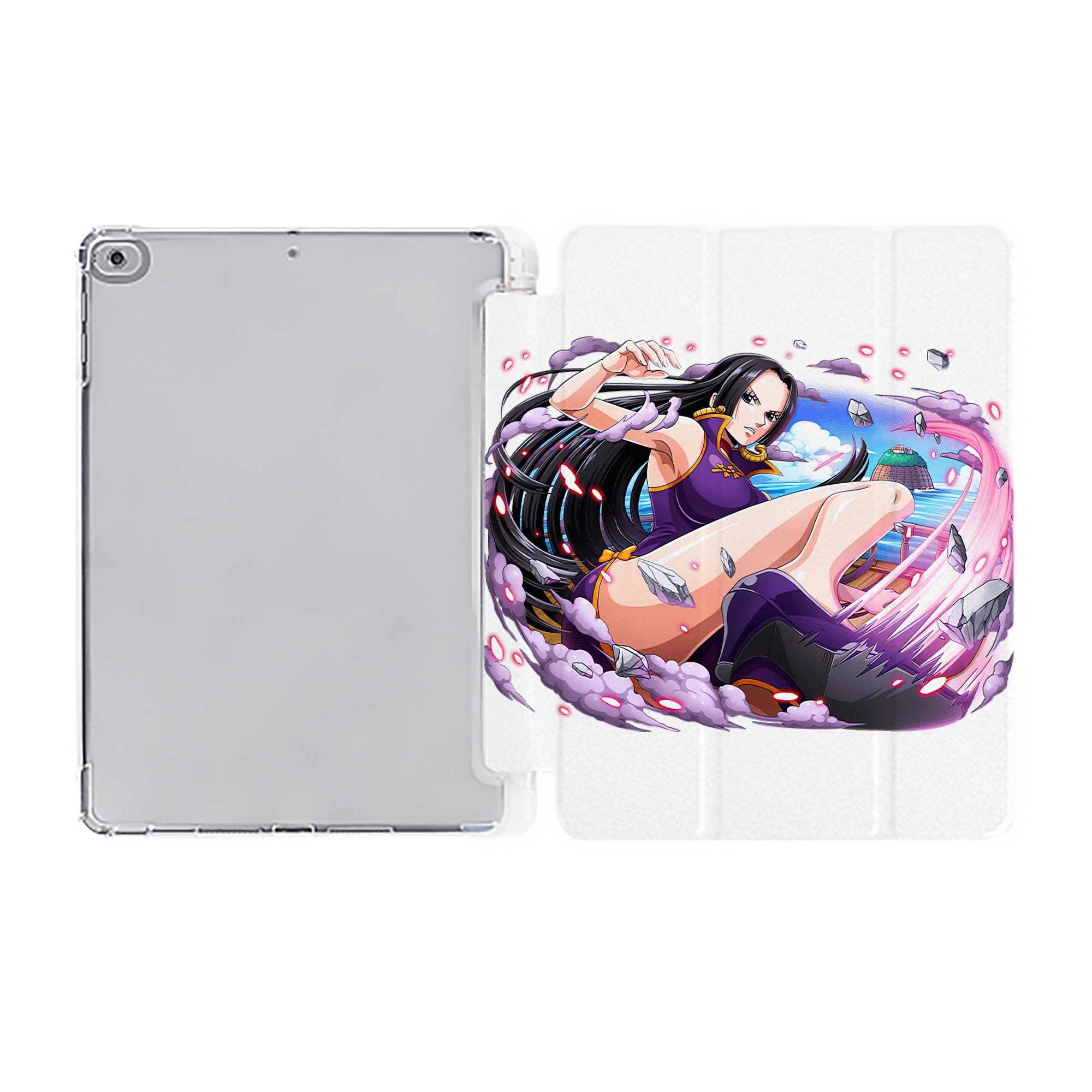 （画像用） ワンピース ボア・ハンコック ONE PIECE Boa·Hancock IPad ケース ペン収納付き 三つ折りスタンド PUレザー×シリコン 対応機種9.5/10.5/10.9インチ